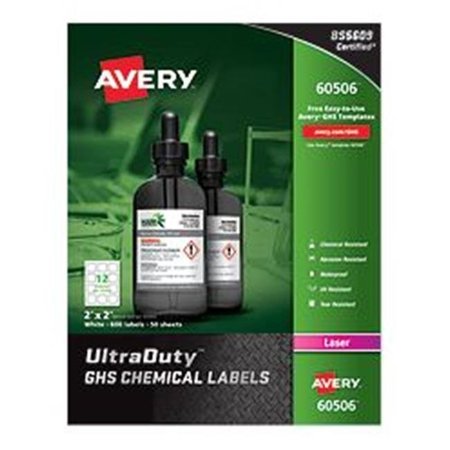 AVERY DENNISON Avery-Dennison 60506 UltraDuty GHS Chemical Labels; White - 2 x 2 in. 60506